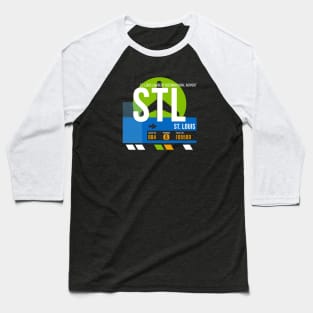 St. Louis (STL) Airport // Retro Sunset Baggage Tag Baseball T-Shirt